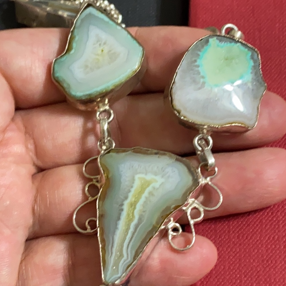 🖤RARE COLOR💕agate silver necklace - Picture 10 of 15